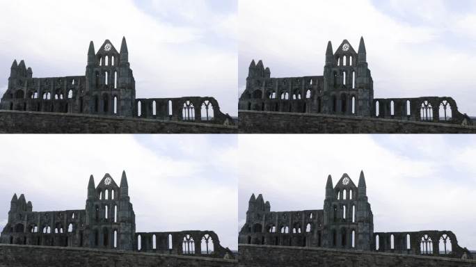 著名的惠特比修道院废墟的静态正面照片