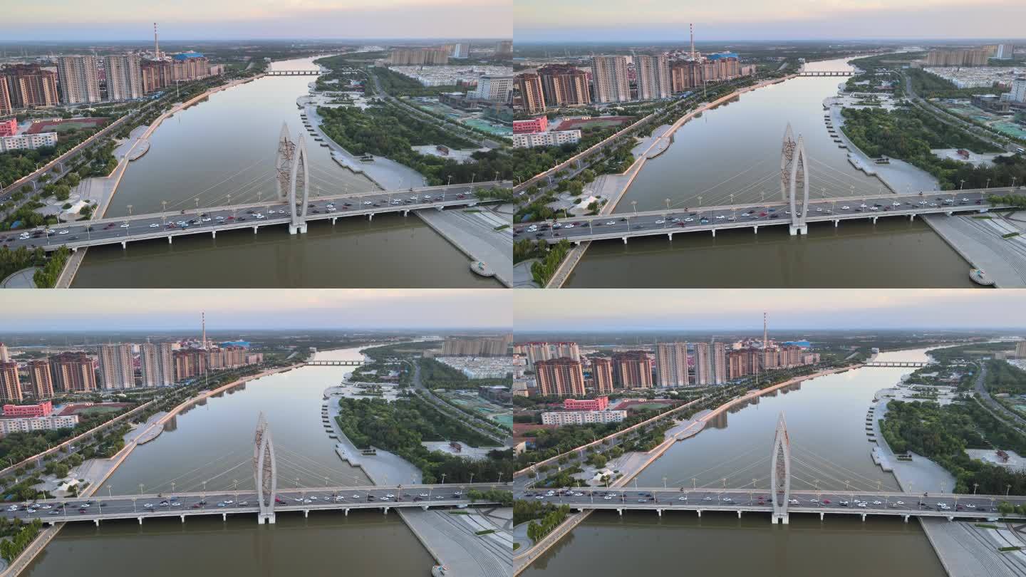 滨州大禹治水雕塑大桥 航拍