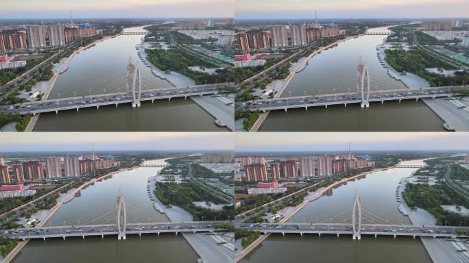 滨州大禹治水雕塑大桥 航拍