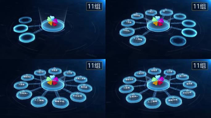 无插件】4K深蓝色科技架构分类圆形11大
