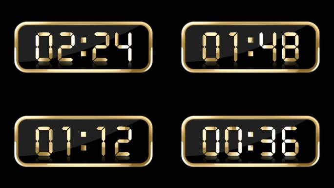 金色液晶数字计时器通道视频3分钟