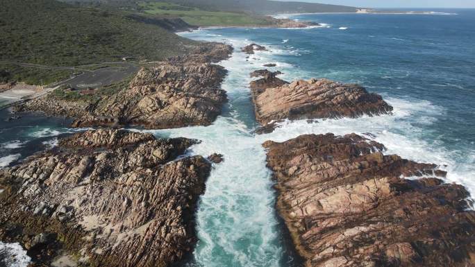 航拍澳大利亚旅游 海岸线 礁石 海浪