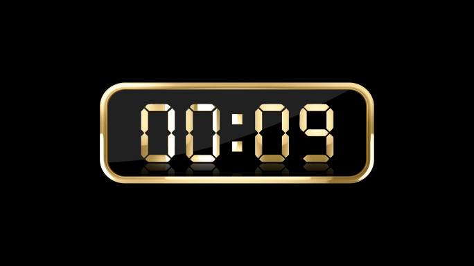 4K金色液晶数字计时器通道视频15秒钟