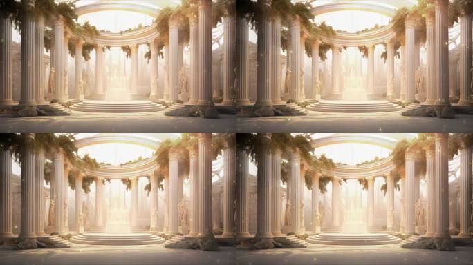 4k白色罗马柱背景