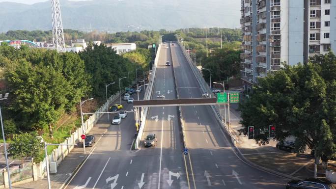 航拍重庆北碚城南新区G75高速公路入口处