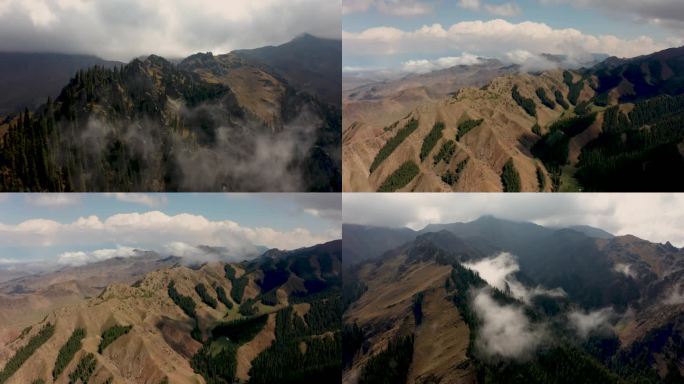 新疆航拍穿过云层山脉震撼风景4K大片