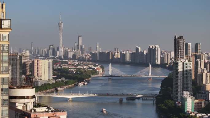 珠江 解放大桥与广州塔