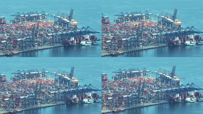 航拍海上货运出口港口物流集装箱码头
