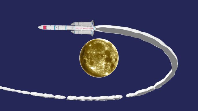 中国火箭绕月卡通MG动画4KAE工程