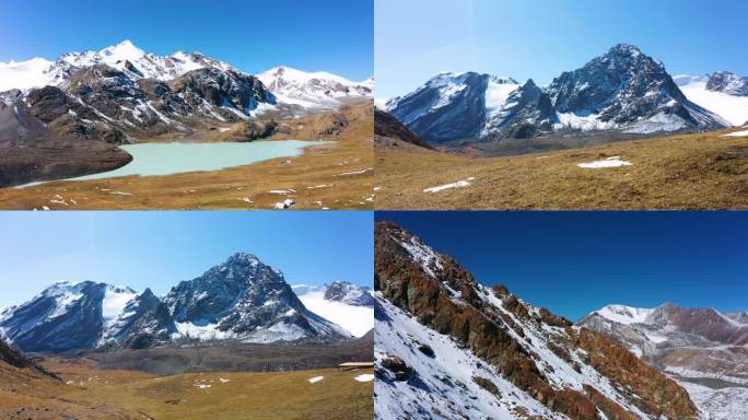 新疆航拍雪山冰川4K自然风光湖泊