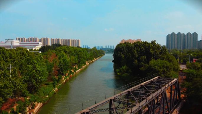 航拍 慢镜头 河水 景观 大桥