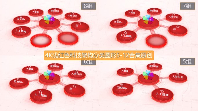 4K浅红色科技架构分类圆形5-12合集