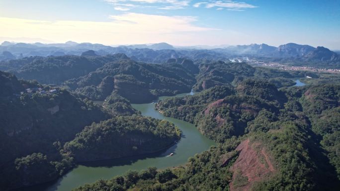 航拍韶关丹霞地貌长老峰阳元峰景区