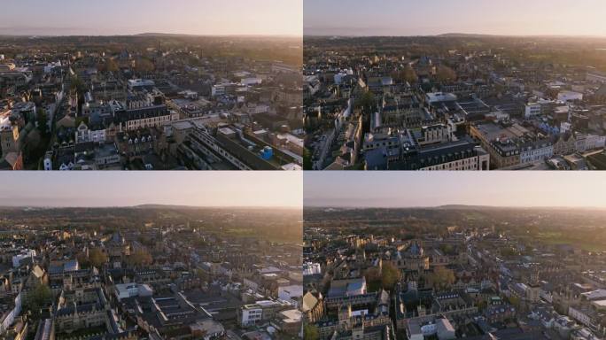 建立牛津大学在早晨的镜头-空中