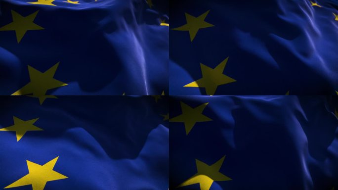 欧盟国旗蓝色旗帜飘扬视频素材
