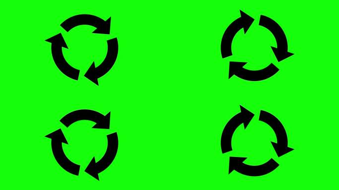 循环动画的循环图表图标由3个箭头在色度键背景