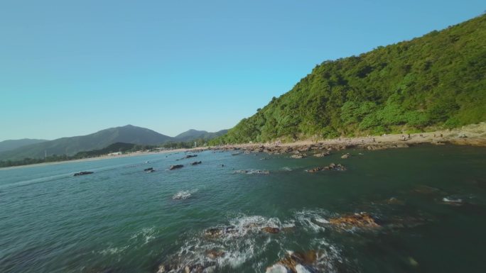 4K 深圳东西涌沙滩礁石海岸0039