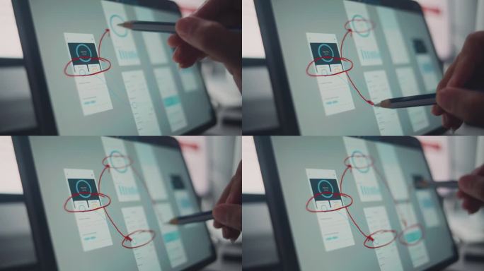 创意UI UX设计师在平板电脑上设计移动应用