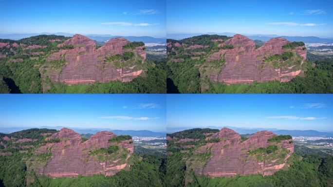 航拍韶关丹霞地貌长老峰阳元峰景区