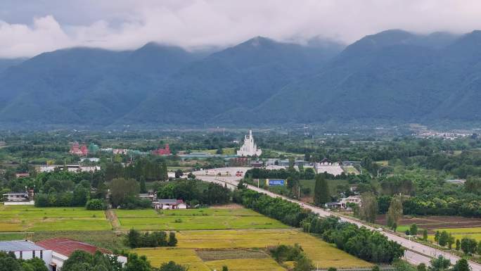 绵竹市月季大道航拍素材