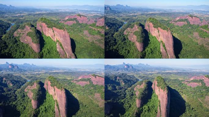 航拍韶关丹霞地貌长老峰阳元峰景区