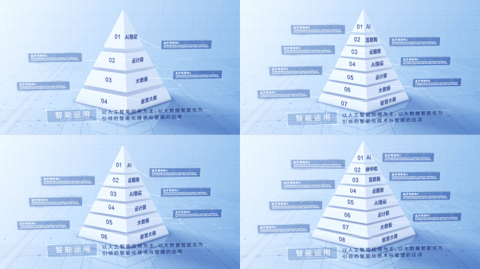 【3-8类】三维金字塔等级AE模板