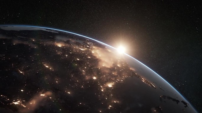 行星地球-日出在北美-美国，美国-太阳，空间，云