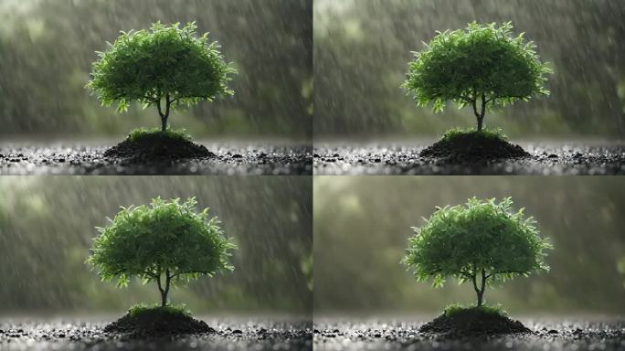 谷雨 雨水 春天雨 小树 一棵小树