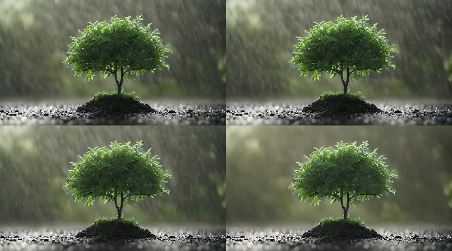 谷雨 雨水 春天雨 小树 一棵小树