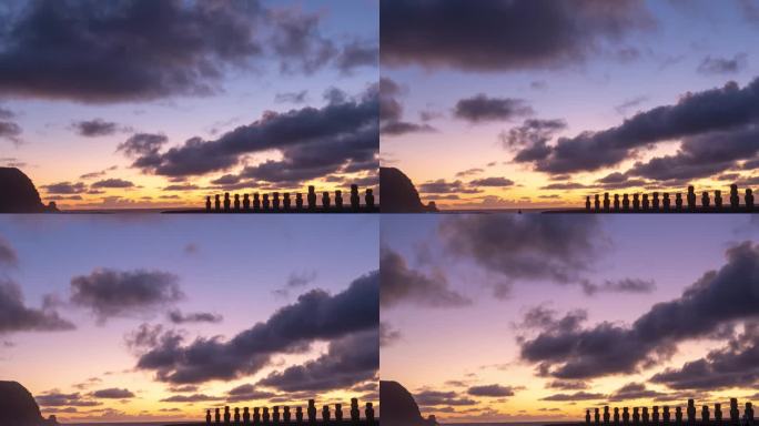 延时摄影:复活节岛上的日出