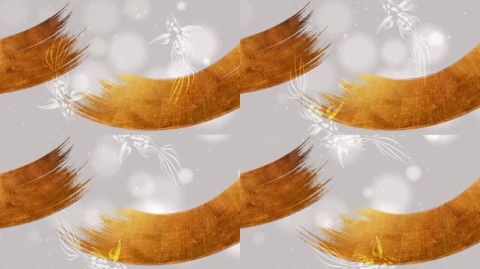 中国新年背景装饰金鱼动画艺术金鱼线条图案