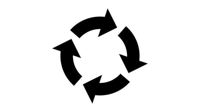 循环动画的循环图图标由4个箭头在白色背景