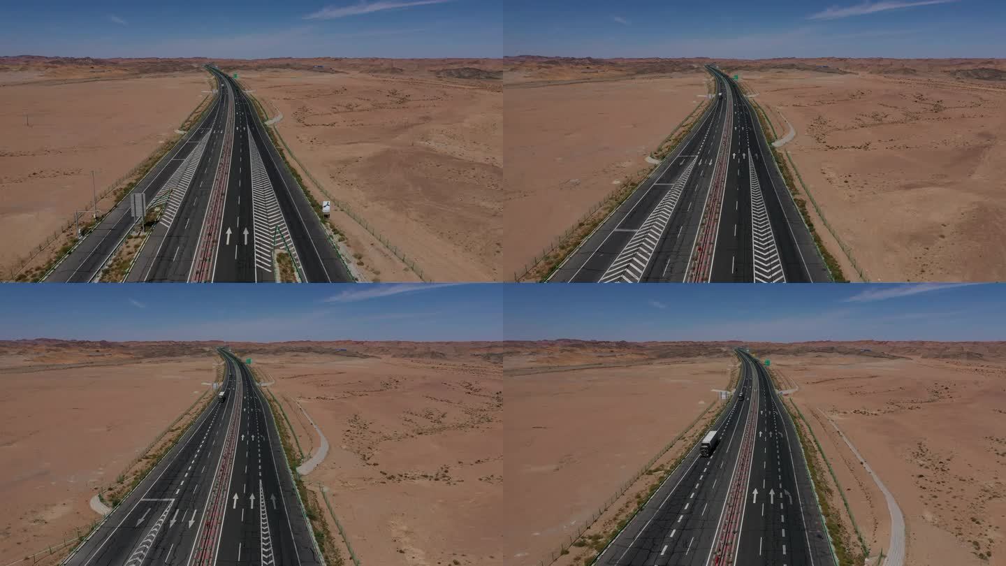 穿越中国新疆沙漠的高速公路。