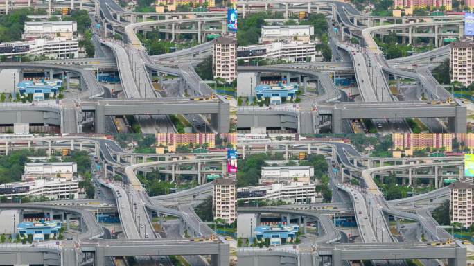 白天吉隆坡城市交通街道道路立交航拍全景4k延时马来西亚