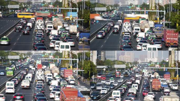 慢门抽帧拍摄城市拥堵交通