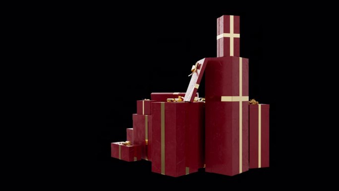 3D礼盒旋转动画圣诞节与阿尔法频道