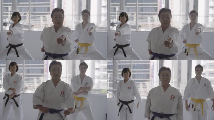日本女空手道班打拳出拳视频素材