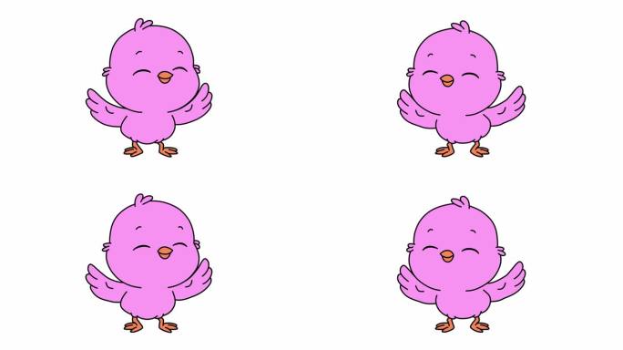 跳舞的粉红鸟的动画。