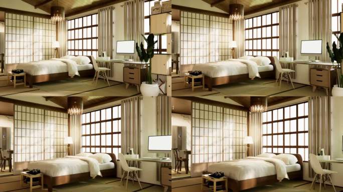 极简的瓦比室内模拟设计，房间日式风格。3 d渲染。