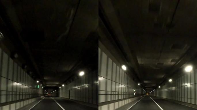 午夜开车穿过隧道开车第一视角行车记录仪车