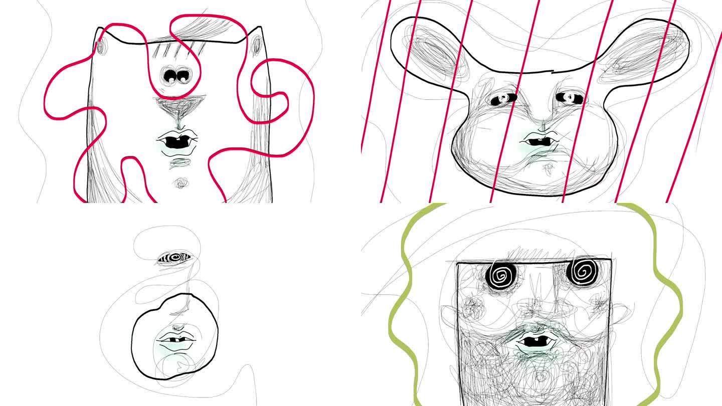 说话抽象男性面部的手绘动画