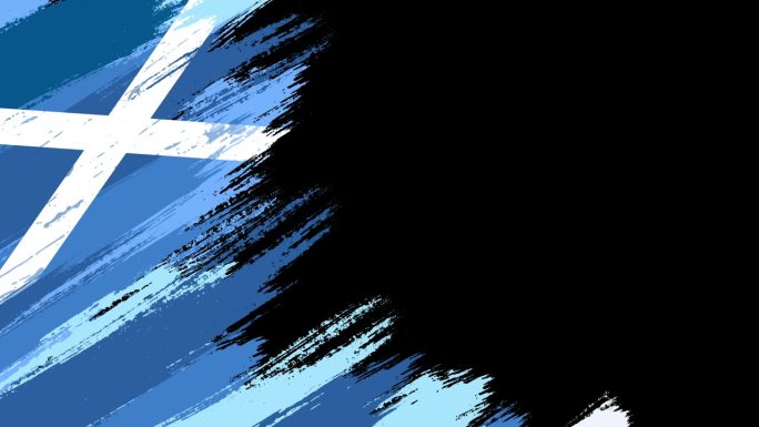 苏格兰旗帜漆刷黑色背景，概念绘画，笔触，背景，油漆笔触，肮脏，民族，独立，选举，模板，油画，粉彩，卡