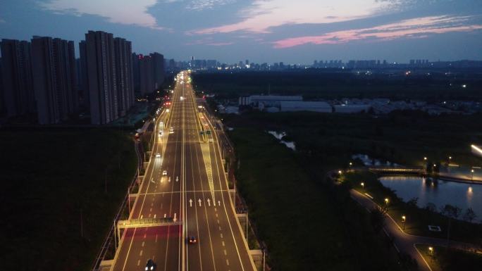 南京杏湖公园夜景  夹江大桥 快速路夜景