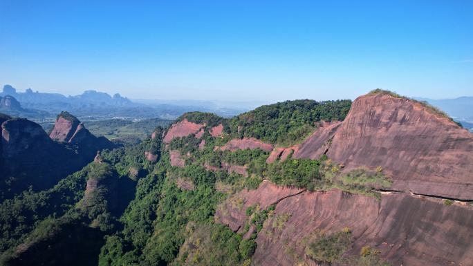 航拍韶关丹霞地貌长老峰阳元峰景区