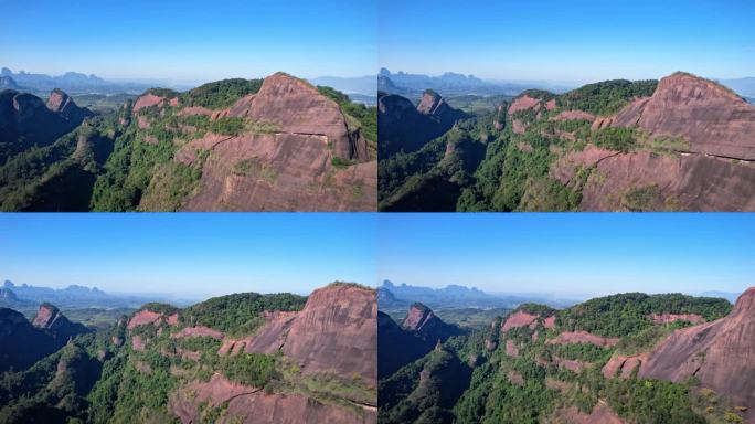 航拍韶关丹霞地貌长老峰阳元峰景区