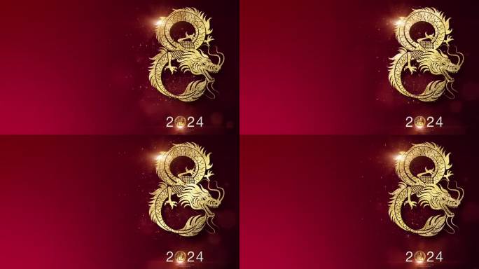 中国新年背景装饰金龙神龙红色
