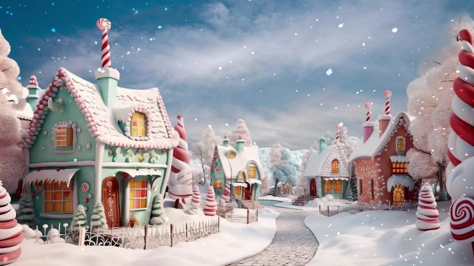 卡通城堡 雪景背景 梦幻童话世界