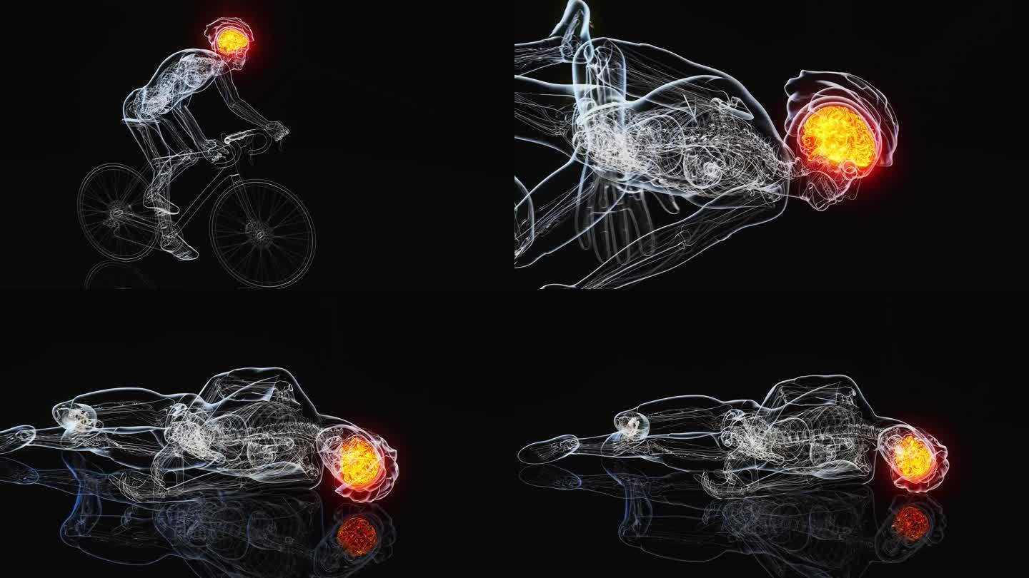 4K抽象动画骑自行车和脑震荡