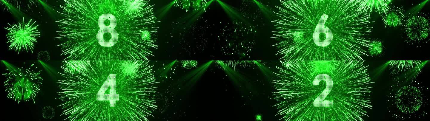 绿色烟花粒子爆炸倒数宽屏