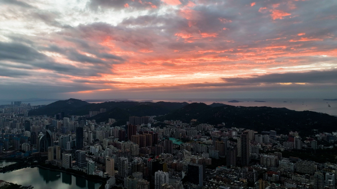 帝景苑白鹭洲湖滨南鼓浪屿日出航拍